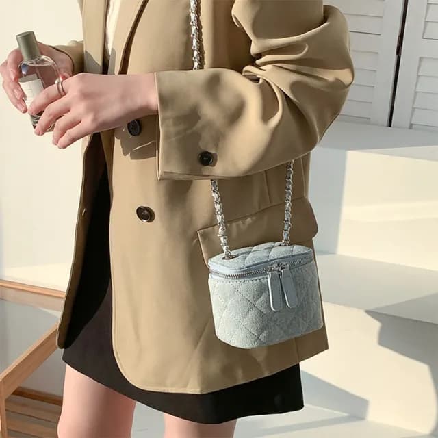 【LEEHER】情人節禮物 盒子小方包/化妝盒包/迷你包/小香風/菱格包/斜背包/肩背包/包包/復古百搭/可愛包包/