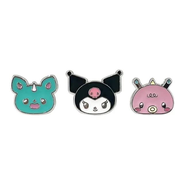 【小樽漁場】日本正版授權 三麗鷗 Sanrio 酷洛米 耳針(kuromi  不鏽鋼 耳釘3對入)
