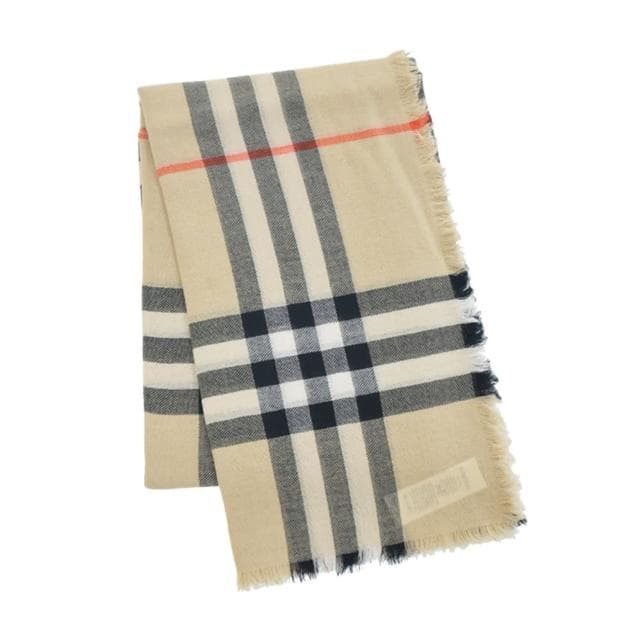 【BURBERRY 巴寶莉】格紋羊毛圍巾(沙色)