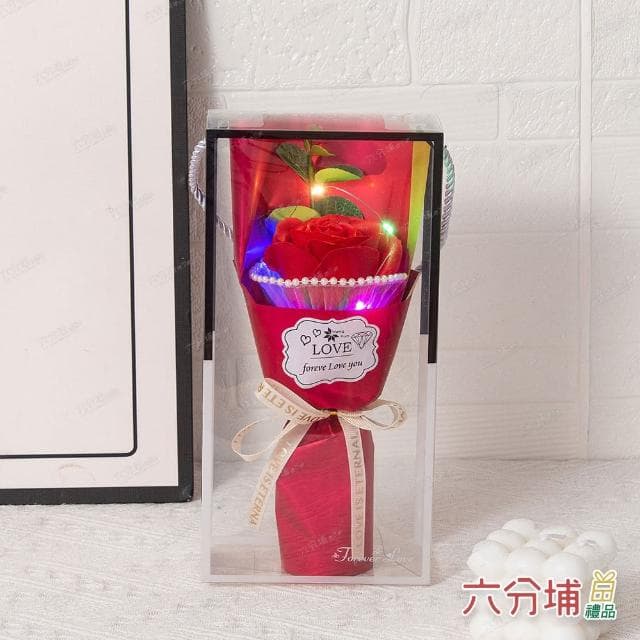 【六分埔禮品】LED珍珠玫瑰香皂花束禮盒-多款任選(Ins生日畢業禮物花束人造花母親節告白情人節求婚)