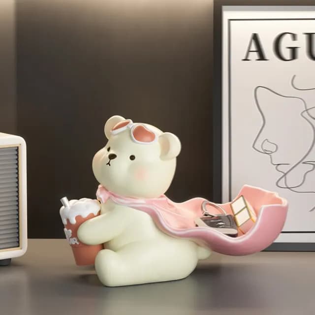 【喜芊旗艦店】桌上擺件 家居裝飾品 鑰匙收納擺件 喬遷新居禮品(披風招財貓/加大儲物/預售15天)