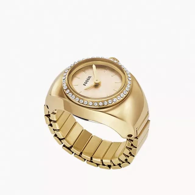 【FOSSIL】Watch Ring 晶鑽手錶戒指 戒指錶-金 禮物 送禮 推薦(ES5319)