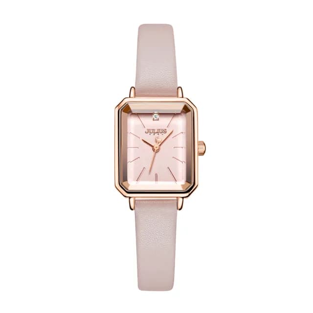 【JULIUS 聚利時】巴塞隆納 皮革切割鏡面方形腕錶 JA-1231(四色/20X30mm)