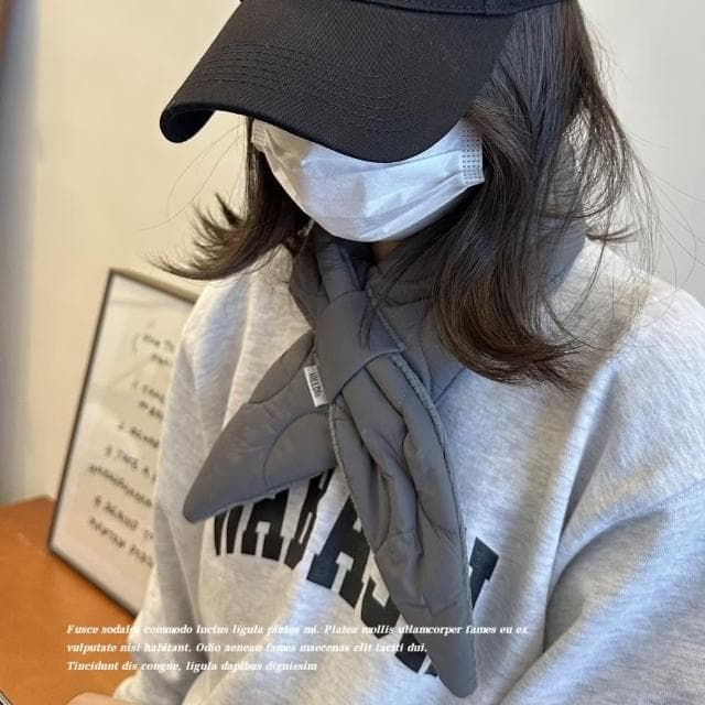 【圍繞暖】韓系羽絨棉交叉圍脖(防寒 保暖 穿搭 造型 外出 旅遊 圍巾 懶人 護頸 百搭 披肩 加厚 禮物)