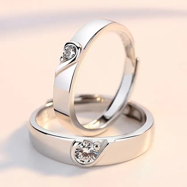 【MoonDy】情侶對戒 結婚戒指 男女對戒 純銀戒指 可調節 時髦時尚 飾品 銀飾 情人節禮物 男戒