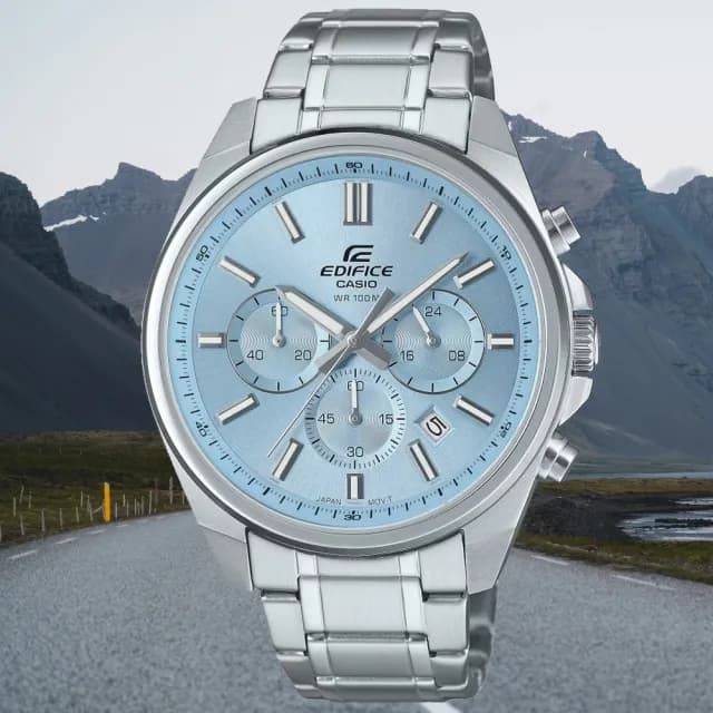【CASIO 卡西歐】EDIFICE 經典三眼計時運動腕錶 七夕 情人節 送禮 推薦(EFV-650D-2BV)