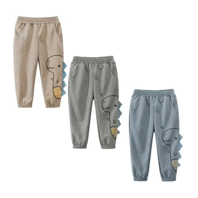 【橘魔法】恐龍角冰絲棉麻透氣防蚊褲(長褲 鬆緊褲頭 褲子 薄長褲 防曬 男童 兒童 童裝)