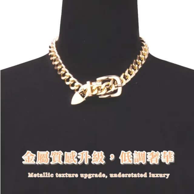 【輕奢大膽】歐式典雅貴氣蛇骨粗鎖骨鍊(配件 男 女 單鍊 項鍊 項鏈 穿搭 金色 短鏈 蛇骨鏈 生日禮物)
