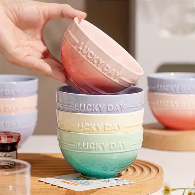 【居家新生活】漸層馬卡龍碗筷禮盒 四碗四筷(碗 筷子 飯碗 餐具組 禮盒組)