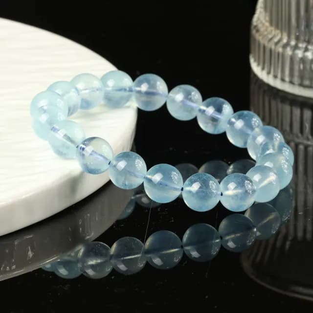 【米蘭精品】情人節禮物 海藍寶手鍊串珠手繩男女手珠平安擋煞防小人轉運淨化招財開運(10mm清透晶瑩74ki41)