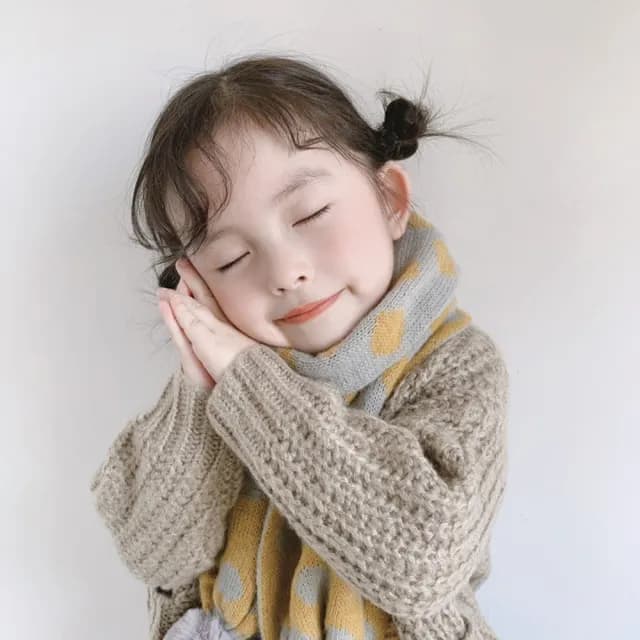 【安朵童舖】現貨日韓版兒童毛線圍巾復古圓點兒童圍巾針織雙面男童毛線球圍巾女童圍巾小童圍巾(105)
