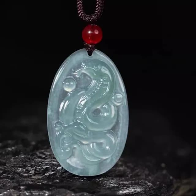 【Penny珮妮】A貨翡翠冰種藍水生肖蛇牌吊墜項鍊(母親節 父親節 交換禮物  生日禮 情人節 尾牙 新年)