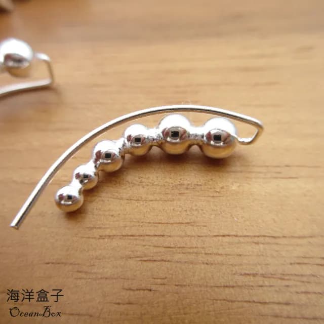 【海洋盒子】一體成形排列立體圓球925純銀耳環(垂墜耳環)