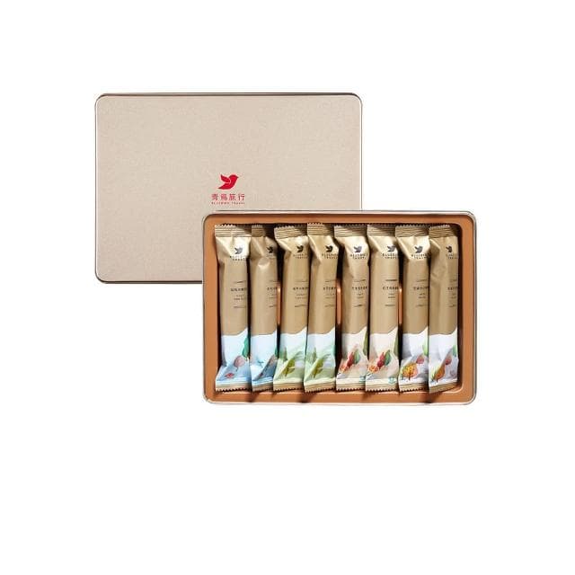 【青鳥旅行】綜合經典蛋捲奢華禮盒 16入(原味肉鬆、海苔肉鬆、芝麻沙沙、花生粒粒)