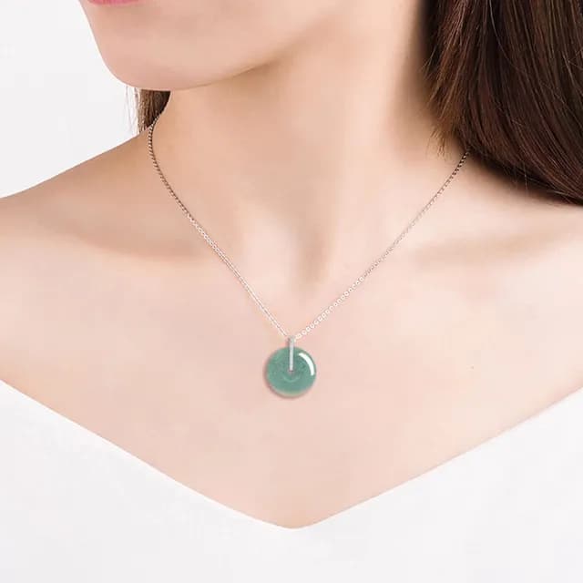 【Paiya 派亞】翡翠A貨豆綠小平安扣吊墜S925銀鑲冰種玉石挂件項鏈女款附銀鏈