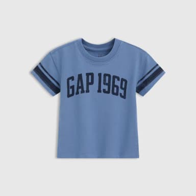 【GAP】男幼童裝 Logo純棉印花圓領短袖T恤-藍色(738280)