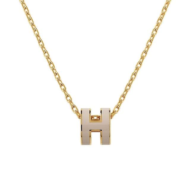 【Hermes 愛馬仕】Hermes MINI POP經典立體H字簍空設計項鍊(灰x金)