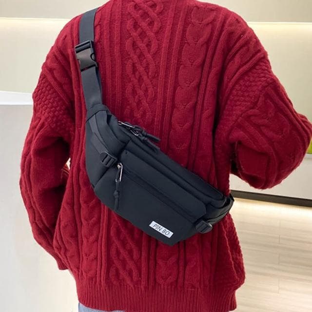 【NEW MAN】潮牌運動簡約肩包腰包時尚街頭斜跨包黑色(男包)