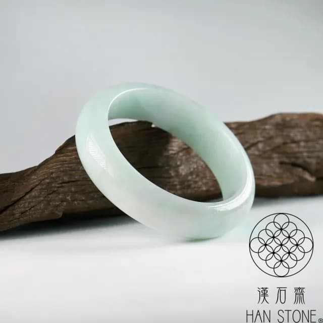 【漢石齋】情人節禮物 天然翡翠A貨 手鐲玉鐲 飄花種(手圍16.4/版寬15.3mm)