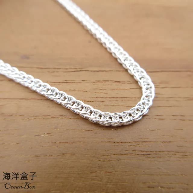 【海洋盒子】618 24吋60cm。1.8mm寬立體細蕭邦蛇紋999足銀純銀項鍊(純銀單鍊子)