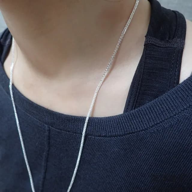 【海洋盒子】618 24吋60cm。1.8mm寬立體細蕭邦蛇紋999足銀純銀項鍊(純銀單鍊子)