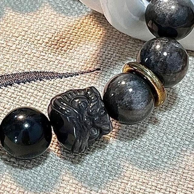 【KT DADA】佛珠手鍊 醒獅佛珠 銀曜石 水晶手鏈 禮物 平安手鍊 手鍊 手鍊女 手鍊男 招財手鍊 水