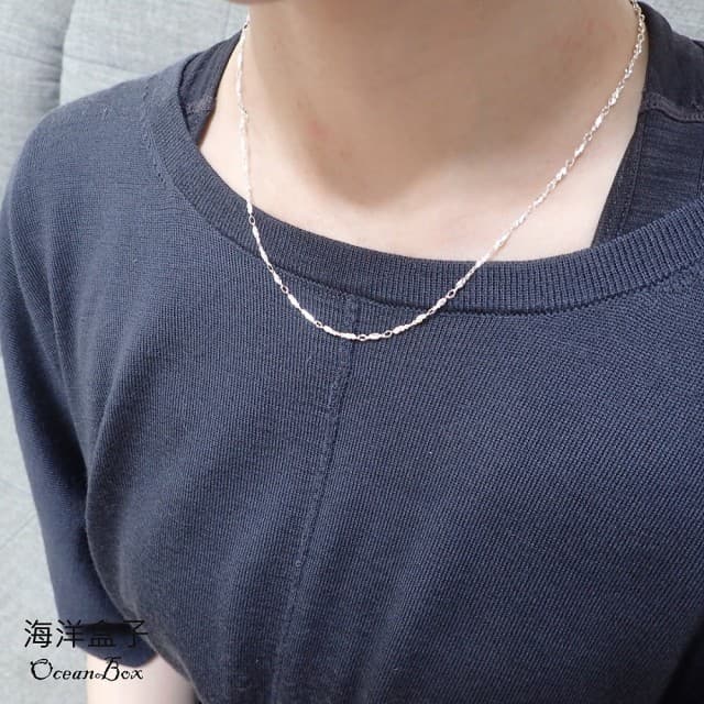 【海洋盒子】45cm。輕巧立體旋轉設計S999足銀純銀項鍊(女用項鍊)