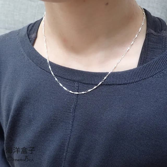 【海洋盒子】45cm。輕巧立體旋轉設計S999足銀純銀項鍊(女用項鍊)
