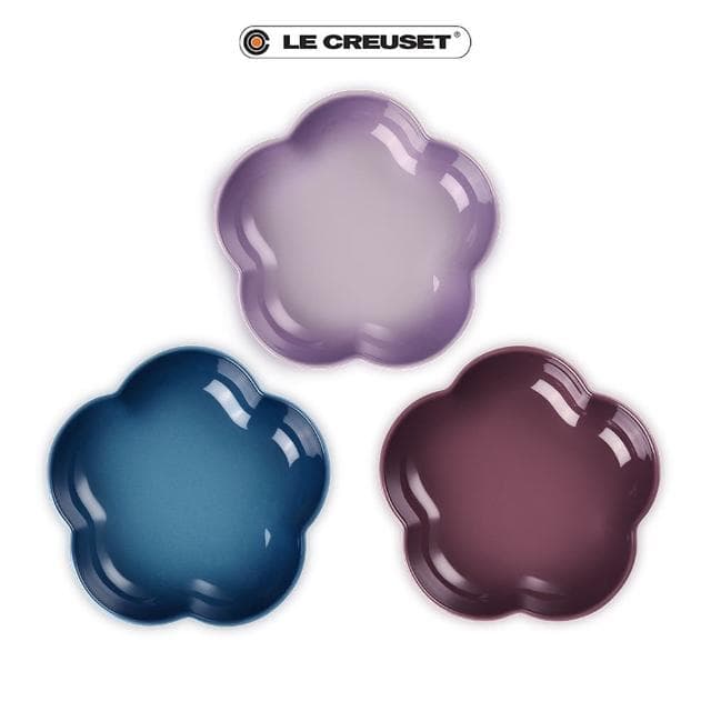 【Le Creuset】瓷器花型盤-中(藍鈴紫/水手藍/無花果 3色選1)