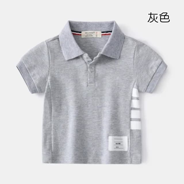 【橘魔法】單側邊槓條棉質翻領POLO衫(短袖上衣 襯衫 休閒衫 運動 兒童 童裝 男童)