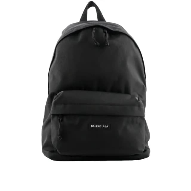 【Balenciaga 巴黎世家】Explorer Logo 素面尼龍後背包(黑色)