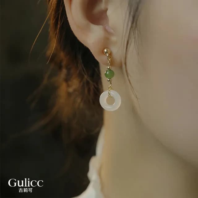 【Golicc】耳環 優雅圓形玉環(七夕 情人節 生日 飾品 耳釘 耳飾 耳墜 禮物)