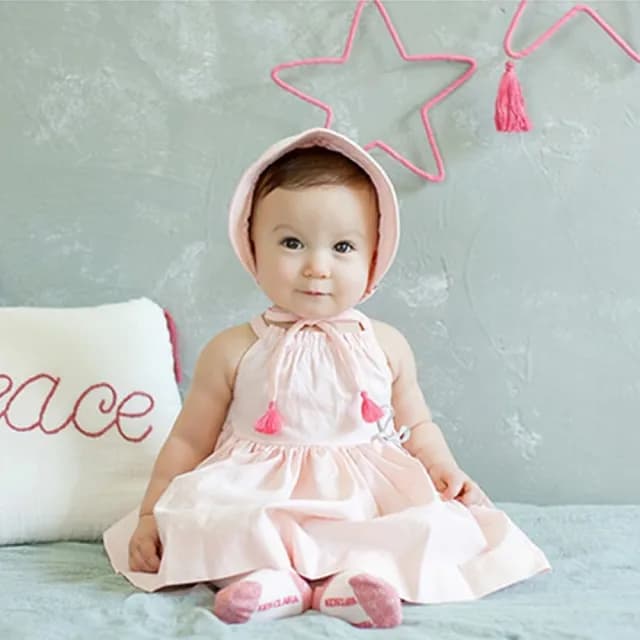 【橘魔法】小清新流蘇蝴蝶結吊帶連身洋裝(春夏 短袖 無袖 背心洋裝 女童 童裝 兒童)