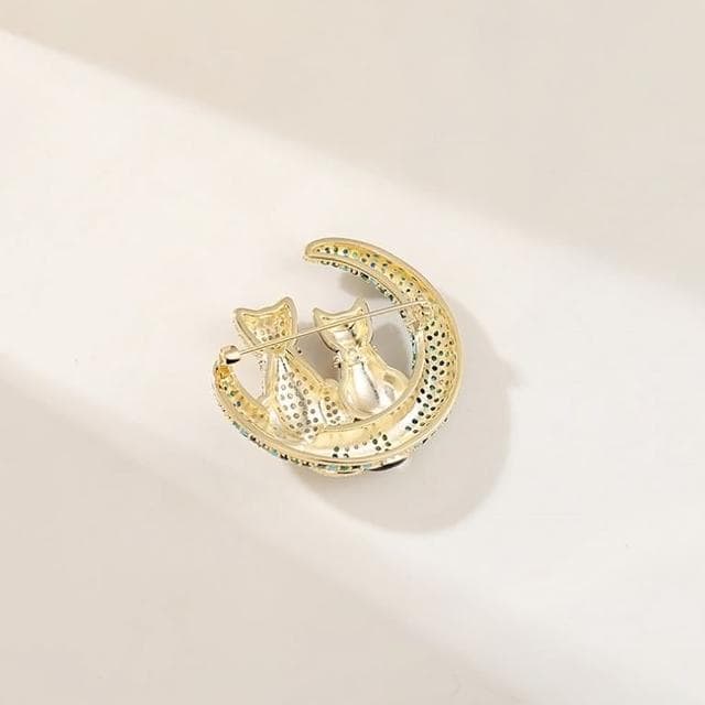 【Penny珮妮】歐美月亮貓鋯石胸針別針(母親節禮物 送女友 交換禮物  生日禮 情人節 尾牙 新年 結婚)