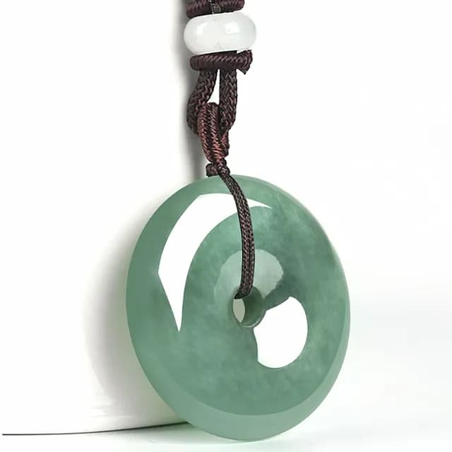 【Penny珮妮】緬甸A貨翡翠糯種油青平安扣吊墜項鍊毛衣鍊(母親節 交換禮物 生日 情人節 尾牙 新年 結婚)