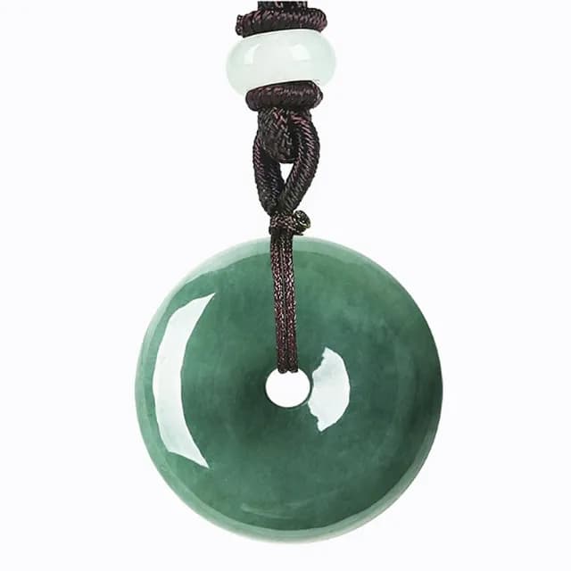 【Penny珮妮】緬甸A貨翡翠糯種油青平安扣吊墜項鍊毛衣鍊(母親節 交換禮物 生日 情人節 尾牙 新年 結婚)