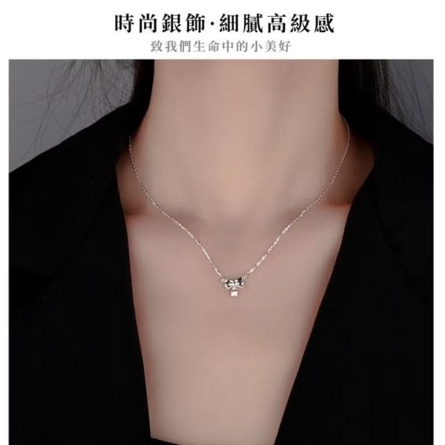 【名媛韓風】s999蝴蝶結鈴蘭花鎖骨鍊(銀項鍊 精品禮物 純銀 穿搭配件 飾品 毛衣鏈 配飾 頸鍊 首飾 女生)