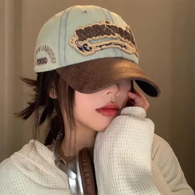 【MoonDy】母親節禮物 帽子 棒球帽 鴨舌帽 牛仔帽 女帽 美式復古 老帽 遮陽帽 刺繡 ins風 甜酷風 拼色 百搭
