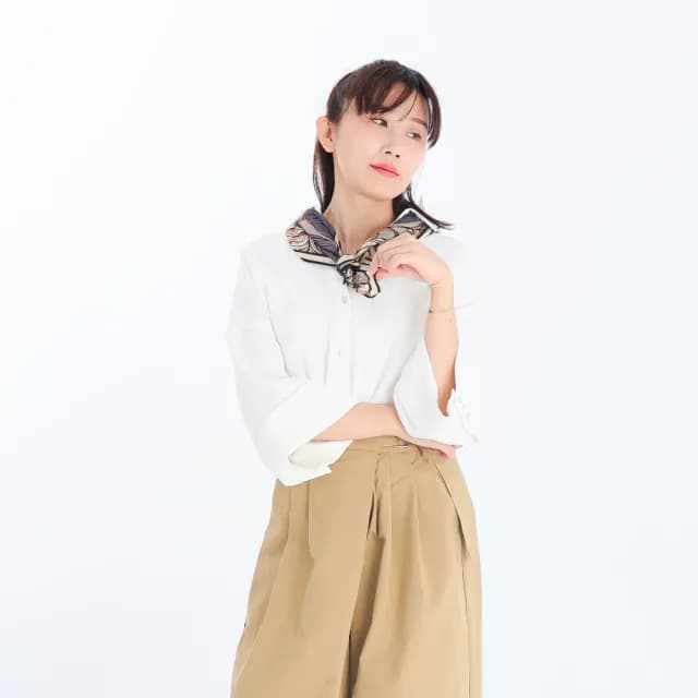 【BANNIES】蠶絲羊毛方巾｜秋葉流光(圍巾 披肩 羊毛 蠶絲)