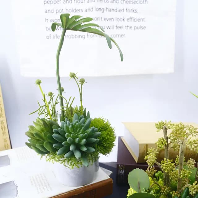 【HUGO DECO 榆果傢飾】春雨葉多肉草球香氛植栽(擬真植物/人造盆栽/綠化/佈置/禮物)