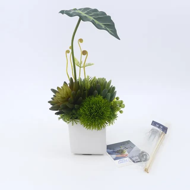 【HUGO DECO 榆果傢飾】觀音蓮葉佛手蓮香氛植栽(擬真植物/人造盆栽/綠化/佈置/禮物)