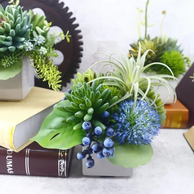 【HUGO DECO 榆果傢飾】空氣鳳梨多肉香氛植栽(擬真植物/人造盆栽/綠化/佈置/禮物)