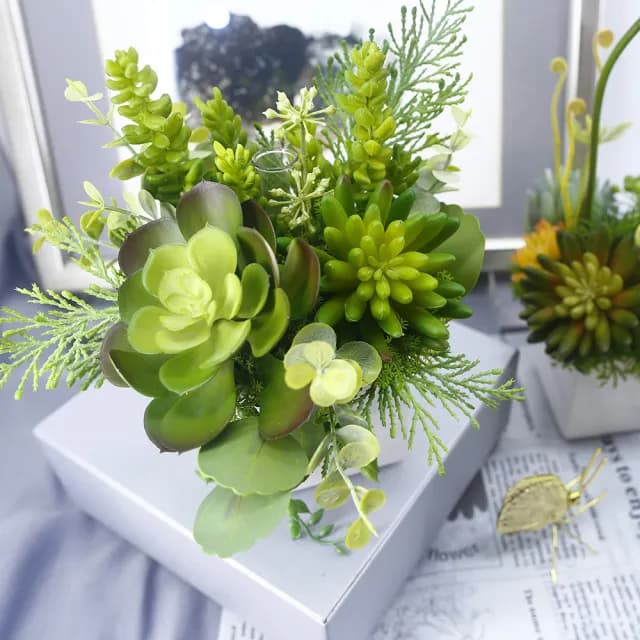 【HUGO DECO 榆果傢飾】小寶石蓮多肉香氛植栽(擬真植物/人造盆栽/綠化/佈置/禮物)