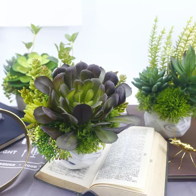 【HUGO DECO 榆果傢飾】黑法師多肉香氛盆栽(擬真植物/人造盆栽/綠化/佈置/禮物)