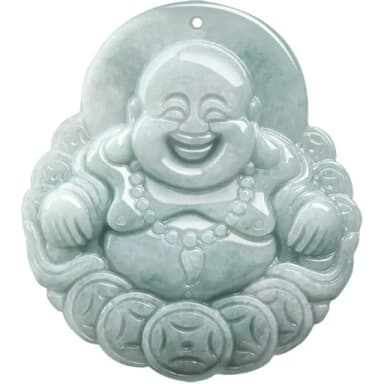 【Penny珮妮】緬甸A貨翡翠糯種金錢笑佛彌勒佛吊墜項鍊(母親節 父親節 交換禮物 生日 情人節 尾牙 新年)