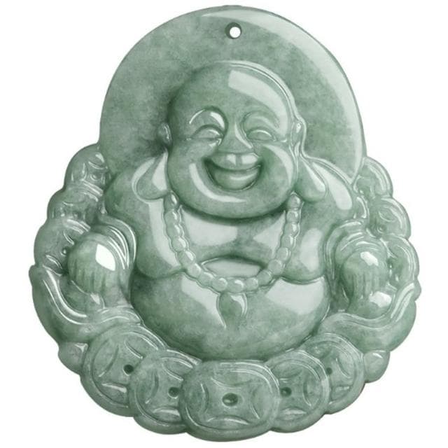 【Penny珮妮】A貨翡翠豆種金錢笑佛彌勒佛通財吊墜項鍊毛衣鍊(交換禮物  生日禮 情人節 尾牙 新年 結婚)