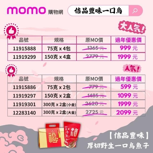 【佶品豐味】厚切野生一口烏魚子禮盒150克x4盒(年菜春節伴手禮推薦｜過年送禮必備｜一口吃)