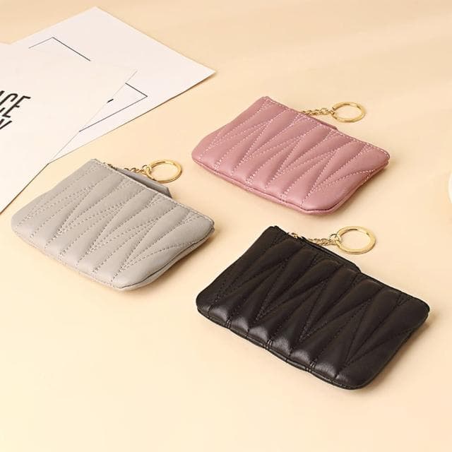 【MoonDy】母親節禮物 真皮零錢包 羊皮零錢包 真皮小錢包 女錢包 小錢包女 拉鏈零錢包 小手包 手拿包 菱格