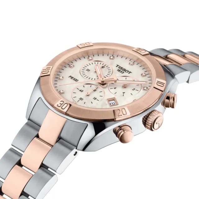 【TISSOT 天梭 官方授權】PR100系列 白色珍珠貝母 真鑽時尚腕錶 畢業禮物 送禮 推薦(T1019172211600)