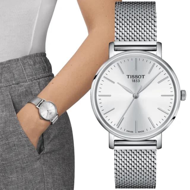 【TISSOT 天梭 官方授權】EVERYTIME LADY 經典優雅 時尚腕錶 禮物 送禮 推薦(T1432101101100)